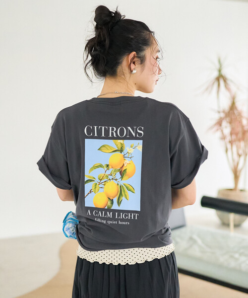 FREAK'S STORE(フリークスストア)の「FRUIT OF THE LOOM × FREAK'S STORE/フルーツオブザルーム 別注 シトロンプリント ビッグTシルエットTシャツ(Tシャツ/カットソー・レディース・ナチュラル/ライトグレー/ブラック・フリ-)」の10枚目の写真