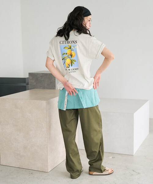 FREAK'S STORE(フリークスストア)の「FRUIT OF THE LOOM × FREAK'S STORE/フルーツオブザルーム 別注 シトロンプリント ビッグTシルエットTシャツ(Tシャツ/カットソー・レディース・ナチュラル/ライトグレー/ブラック・フリ-)」の18枚目の写真