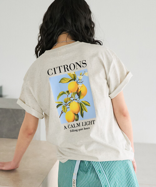 FREAK'S STORE(フリークスストア)の「FRUIT OF THE LOOM × FREAK'S STORE/フルーツオブザルーム 別注 シトロンプリント ビッグTシルエットTシャツ(Tシャツ/カットソー・レディース・ナチュラル/ライトグレー/ブラック・フリ-)」の22枚目の写真