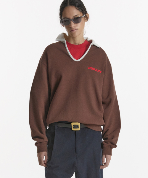 NOHANT(ノアン)の「CLASSIC V-NECK SWEATSHIRT BROWN(スウェット・レディース・ダークブラウン・SMALL/MEDIUM/LARGE)」の1枚目の写真