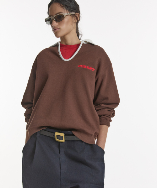 NOHANT(ノアン)の「CLASSIC V-NECK SWEATSHIRT BROWN(スウェット・レディース・ダークブラウン・SMALL/MEDIUM/LARGE)」の7枚目の写真