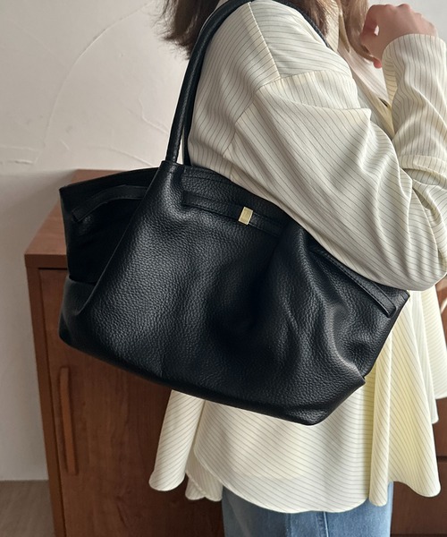 apres jour clair(アプレジュールクレア)の「【apres jour clair】フェイクレザートートバッグ(ハンドバッグ・レディース・ブラック/ダークブラウン・FREE)」の3枚目の写真