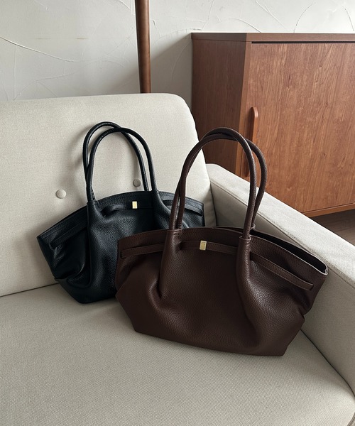 apres jour clair(アプレジュールクレア)の「【apres jour clair】フェイクレザートートバッグ(ハンドバッグ・レディース・ブラック/ダークブラウン・FREE)」の4枚目の写真