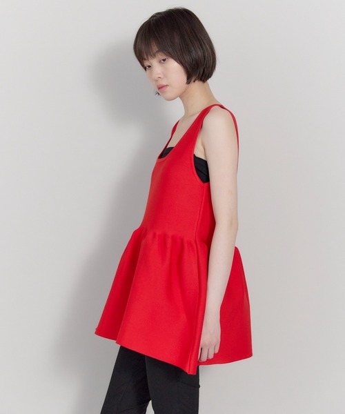 leimn（レイムン）の「2WAYペプラムVネックニット（タンクトップ・レディース・レッド/ブラック・FREE）」の2枚目の写真