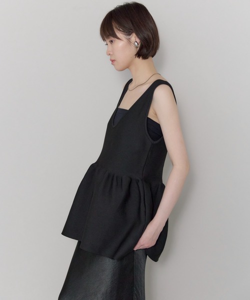 leimn（レイムン）の「2WAYペプラムVネックニット（タンクトップ・レディース・レッド/ブラック・FREE）」の6枚目の写真