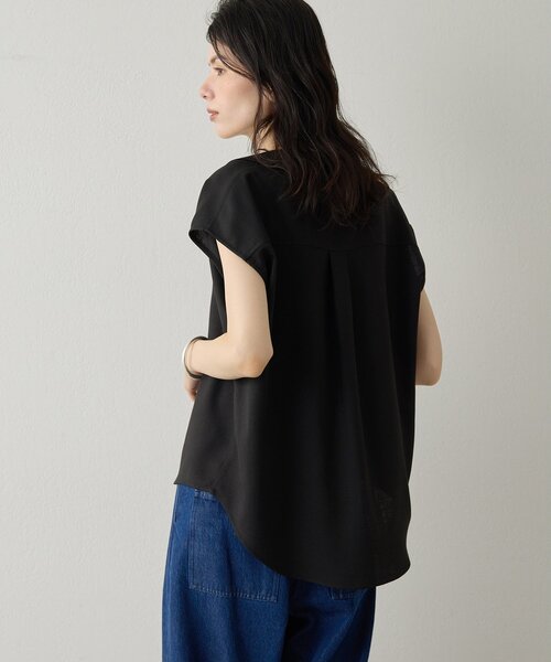 Drawing Numbers（ドローイング ナンバーズ）の「【Drawing Numbers】フェイクリネンフレンチスキッパーブラウス（シャツ/ブラウス・レディース・ブラック/ブラウン/ベージュ・38）」の8枚目の写真