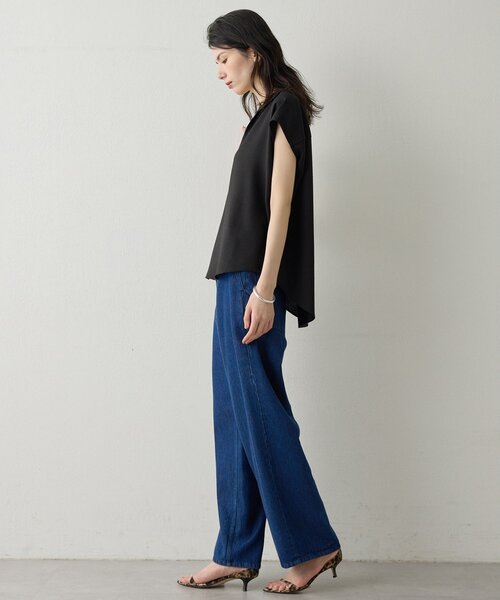 Drawing Numbers（ドローイング ナンバーズ）の「【Drawing Numbers】フェイクリネンフレンチスキッパーブラウス（シャツ/ブラウス・レディース・ブラック/ブラウン/ベージュ・38）」の6枚目の写真