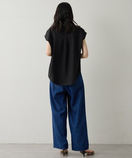 Drawing Numbers（ドローイング ナンバーズ）の「【Drawing Numbers】フェイクリネンフレンチスキッパーブラウス（シャツ/ブラウス・レディース・ブラック/ブラウン/ベージュ・38）」の9枚目の写真