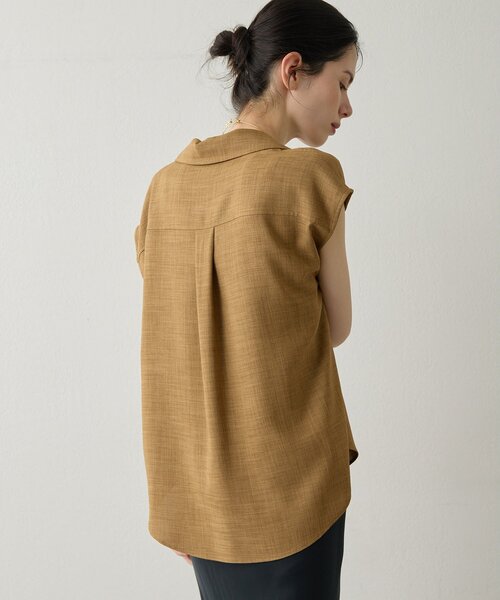 Drawing Numbers（ドローイング ナンバーズ）の「【Drawing Numbers】フェイクリネンフレンチスキッパーブラウス（シャツ/ブラウス・レディース・ブラック/ブラウン/ベージュ・38）」の18枚目の写真