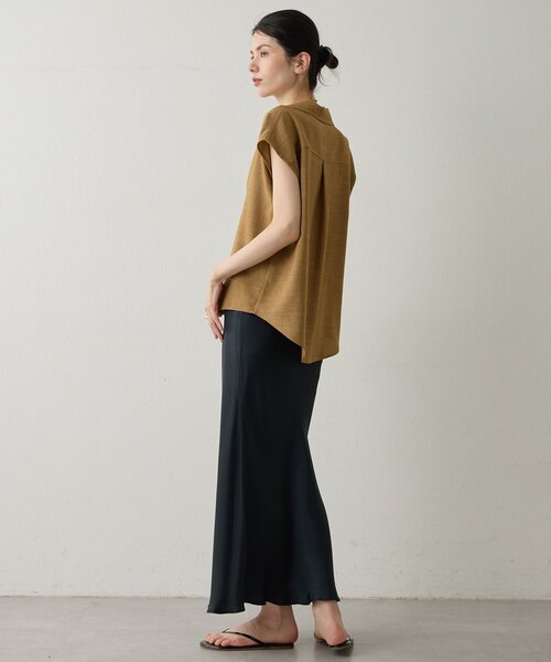 Drawing Numbers（ドローイング ナンバーズ）の「【Drawing Numbers】フェイクリネンフレンチスキッパーブラウス（シャツ/ブラウス・レディース・ブラック/ブラウン/ベージュ・38）」の16枚目の写真