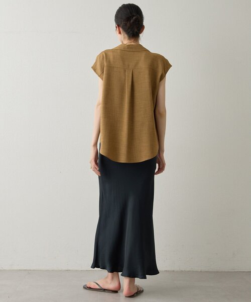 Drawing Numbers（ドローイング ナンバーズ）の「【Drawing Numbers】フェイクリネンフレンチスキッパーブラウス（シャツ/ブラウス・レディース・ブラック/ブラウン/ベージュ・38）」の17枚目の写真