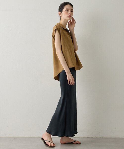 Drawing Numbers（ドローイング ナンバーズ）の「【Drawing Numbers】フェイクリネンフレンチスキッパーブラウス（シャツ/ブラウス・レディース・ブラック/ブラウン/ベージュ・38）」の20枚目の写真