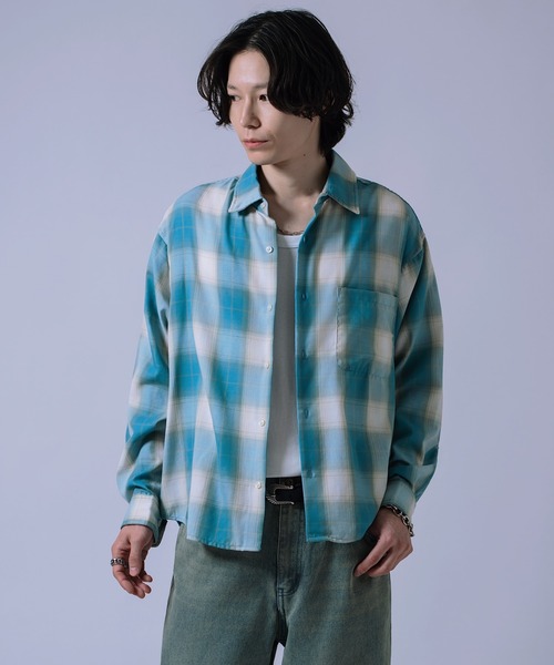 improves(インプローブス)の「ルーズフィット 先染め 長袖シャツ(シャツ/ブラウス・メンズ・ストライプ/チャコール/ブルー/ホワイト/アイボリー/ブラック・MEDIUM/X-LARGE/LARGE)」の6枚目の写真
