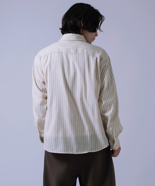 improves(インプローブス)の「ルーズフィット 先染め 長袖シャツ(シャツ/ブラウス・メンズ・ストライプ/チャコール/ブルー/ホワイト/アイボリー/ブラック・MEDIUM/X-LARGE/LARGE)」の20枚目の写真