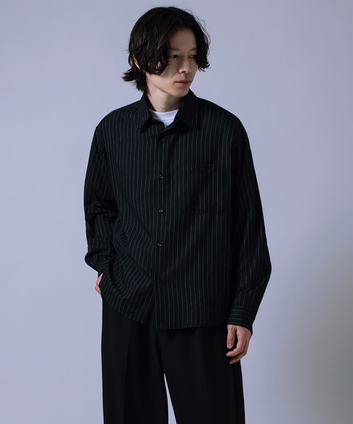 improves(インプローブス)の「ルーズフィット 先染め 長袖シャツ(シャツ/ブラウス・メンズ・ストライプ/チャコール/ブルー/ホワイト/アイボリー/ブラック・MEDIUM/X-LARGE/LARGE)」の7枚目の写真
