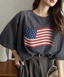 【Eclat one】 ヴィンテージライク USA フラッグ BIG Tシャツ