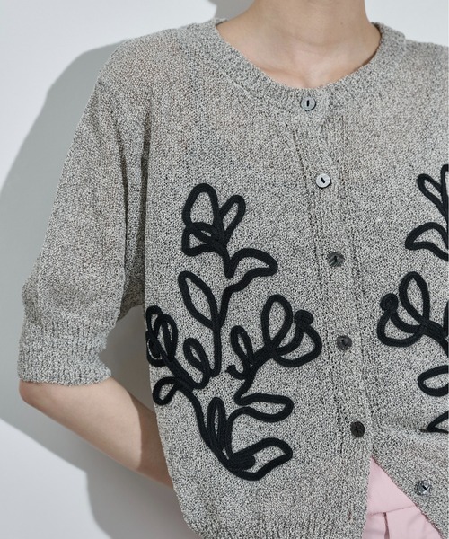 フラワーコード刺繍サマーニットカーディガン（カーディガン/ボレロ