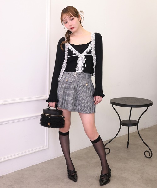 one after another NICE CLAUP(ワンアフターアナザーナイスクラップ)の「ダブルベルト付きプリーツミニスカ-ト(スカート・レディース・チェック/ベージュ系その他/チャコールグレー・SMALL/MEDIUM)」の20枚目の写真
