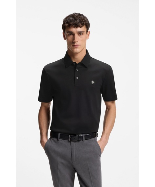 BOSS(ボス)の「シルケットコットン ポロシャツ Double Bモノグラム(ポロシャツ・メンズ・ブラック/カーキ/ホワイト・XXL/XL/S/L/M)」の2枚目の写真