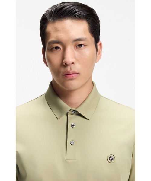 BOSS(ボス)の「シルケットコットン ポロシャツ Double Bモノグラム(ポロシャツ・メンズ・ブラック/カーキ/ホワイト・XXL/XL/S/L/M)」の12枚目の写真