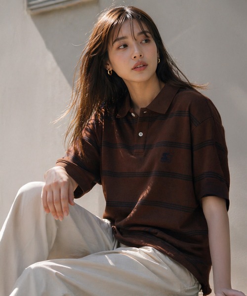 STARTER BLACK LABEL(スターターブラックレーベル)の「【karlas別注】STARTER BLACK LABEL スターター ブラックレーベル ボーダーポロシャツ 鹿の子 ワンポイント 半袖ポロ(ポロシャツ・メンズ・ホワイト/ブラウン/ネイビー・M/L/LL)」の13枚目の写真