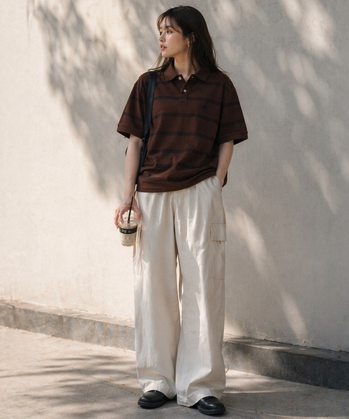 STARTER BLACK LABEL(スターターブラックレーベル)の「【karlas別注】STARTER BLACK LABEL スターター ブラックレーベル ボーダーポロシャツ 鹿の子 ワンポイント 半袖ポロ(ポロシャツ・メンズ・ホワイト/ブラウン/ネイビー・M/L/LL)」の14枚目の写真