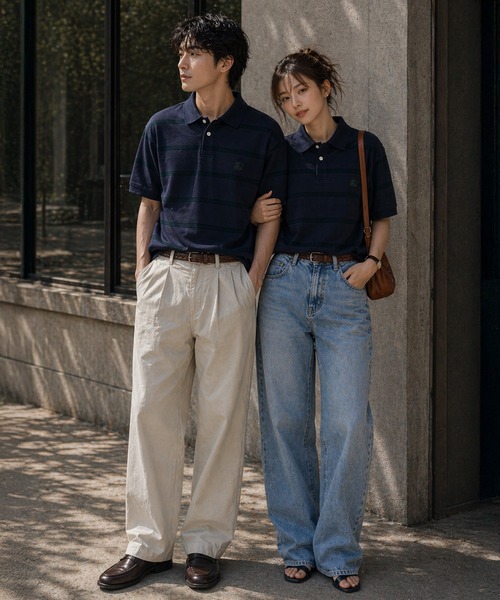 STARTER BLACK LABEL(スターターブラックレーベル)の「【karlas別注】STARTER BLACK LABEL スターター ブラックレーベル ボーダーポロシャツ 鹿の子 ワンポイント 半袖ポロ(ポロシャツ・メンズ・ホワイト/ブラウン/ネイビー・M/L/LL)」の20枚目の写真