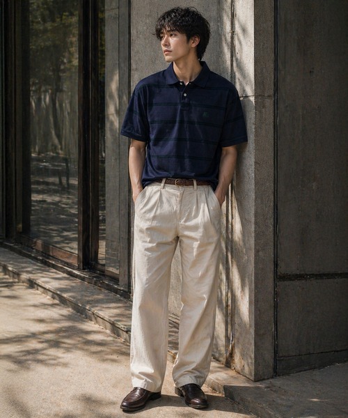 STARTER BLACK LABEL(スターターブラックレーベル)の「【karlas別注】STARTER BLACK LABEL スターター ブラックレーベル ボーダーポロシャツ 鹿の子 ワンポイント 半袖ポロ(ポロシャツ・メンズ・ホワイト/ブラウン/ネイビー・M/L/LL)」の19枚目の写真