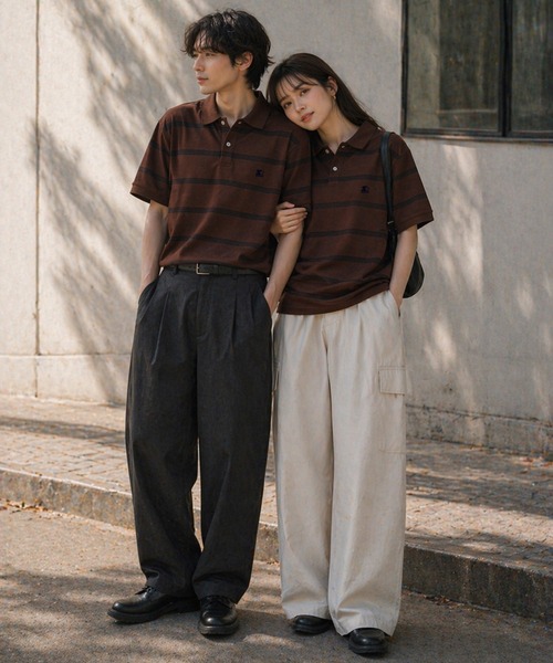 STARTER BLACK LABEL(スターターブラックレーベル)の「【karlas別注】STARTER BLACK LABEL スターター ブラックレーベル ボーダーポロシャツ 鹿の子 ワンポイント 半袖ポロ(ポロシャツ・メンズ・ホワイト/ブラウン/ネイビー・M/L/LL)」の15枚目の写真