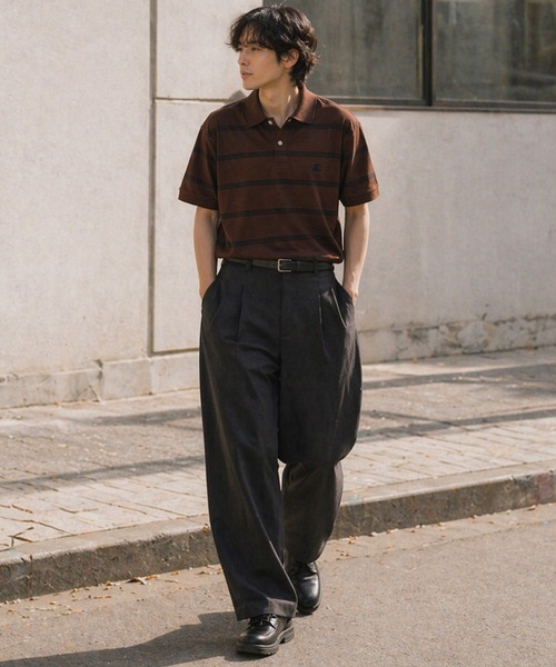 STARTER BLACK LABEL(スターターブラックレーベル)の「【karlas別注】STARTER BLACK LABEL スターター ブラックレーベル ボーダーポロシャツ 鹿の子 ワンポイント 半袖ポロ(ポロシャツ・メンズ・ホワイト/ブラウン/ネイビー・M/L/LL)」の12枚目の写真