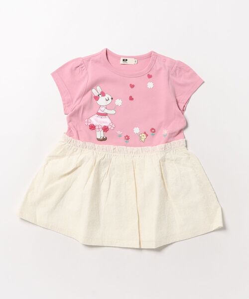 KP（ケーピー）の「天竺×綿レース クローバー柄 ワンピース（ワンピース・キッズ・ラベンダー/ピンク系その他・110cm/120cm/100cm/130cm）」の2枚目の写真