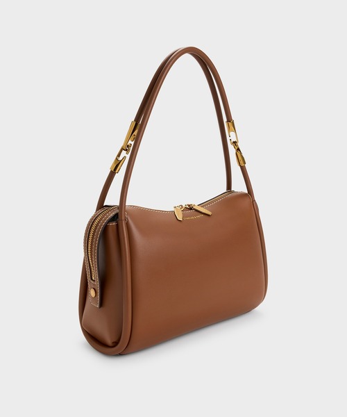 CHARLES & KEITH（チャールズ & キース）の「Lyla ライラ チューブラースラウチー ショルダーバッグ（ショルダーバッグ・レディース・チョコ/ブラック/ライトベージュ・M）」の7枚目の写真