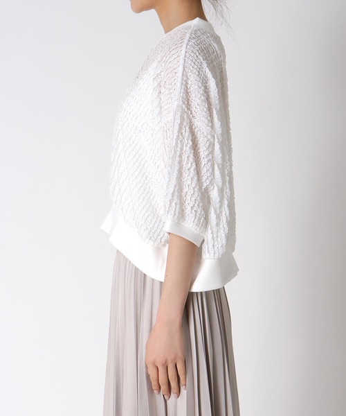 Jines(ジネス)の「ラッセルレースリラックストップス(ニット/セーター・レディース・ネイビー/ホワイト・38)」の5枚目の写真