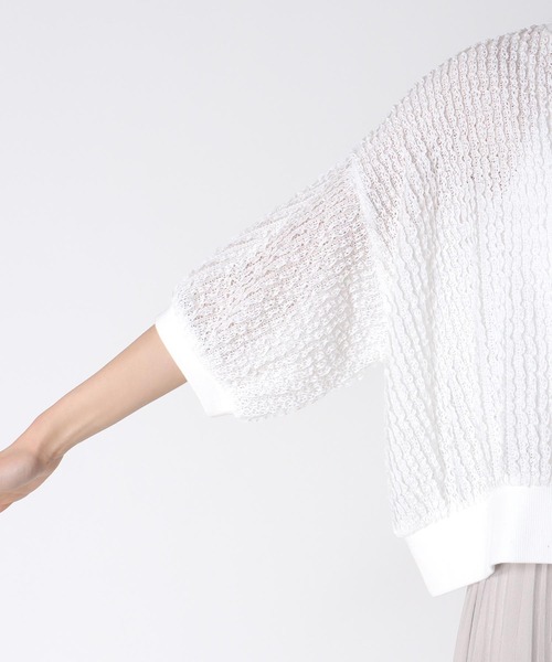 Jines(ジネス)の「ラッセルレースリラックストップス(ニット/セーター・レディース・ネイビー/ホワイト・38)」の8枚目の写真