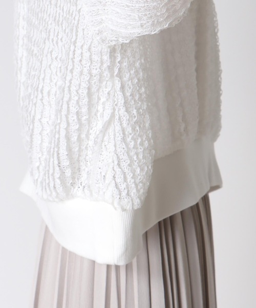 Jines(ジネス)の「ラッセルレースリラックストップス(ニット/セーター・レディース・ネイビー/ホワイト・38)」の9枚目の写真