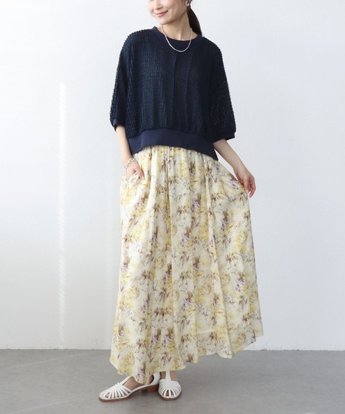 Jines(ジネス)の「ラッセルレースリラックストップス(ニット/セーター・レディース・ネイビー/ホワイト・38)」の19枚目の写真