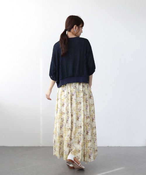 Jines(ジネス)の「ラッセルレースリラックストップス(ニット/セーター・レディース・ネイビー/ホワイト・38)」の22枚目の写真