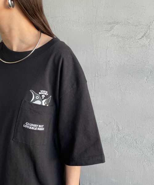 CHUMS（チャムス）の「【WEB限定】[CHUMS/チャムス] I'M A BOOBY BIRD バックプリント ポケットTシャツ（Tシャツ/カットソー・レディース・ホワイト/ブラック/グレイッシュベージュ・M/L/XL）」の5枚目の写真