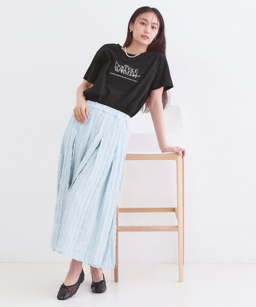 OPAQUE.CLIP(オペークドットクリップ)の「ロゴプリント&刺繍Tシャツ【洗濯機OK】(Tシャツ/カットソー・レディース・ホワイト/ブラック・38/40/42)」の8枚目の写真
