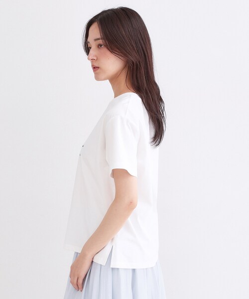 OPAQUE.CLIP(オペークドットクリップ)の「ロゴプリント&刺繍Tシャツ【洗濯機OK】(Tシャツ/カットソー・レディース・ホワイト/ブラック・38/40/42)」の12枚目の写真