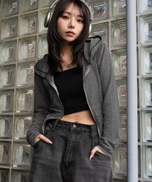 WEGO/ 【26春夏新作】サイドリボンカットジップパーカー