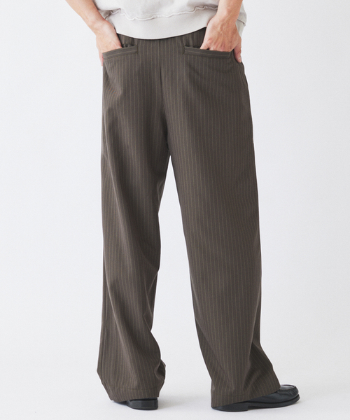 JOURNAL STANDARD relume(ジャーナルスタンダード レリューム)の「ヒールカット ルーズライト ストライプ スラックス(スラックス・メンズ・ネイビー/ブルー系その他/グレー・LARGE/MEDIUM/SMALL)」の12枚目の写真