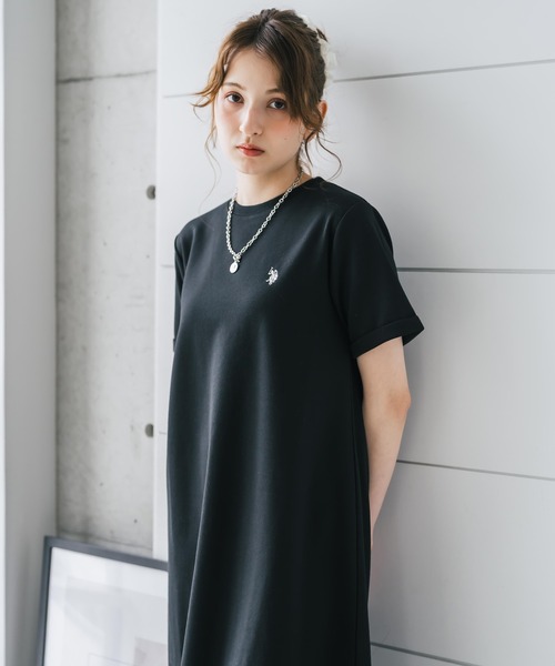 U.S. POLO ASSN.(ユーエスポロアッスン)の「U.S. POLO ASSN. ユーエスポロアッスン W's ワンポイントロゴ刺繍半袖Aラインロングワンピース(ワンピース・レディース・ベージュ/ネイビー/ブラック・M/L)」の5枚目の写真