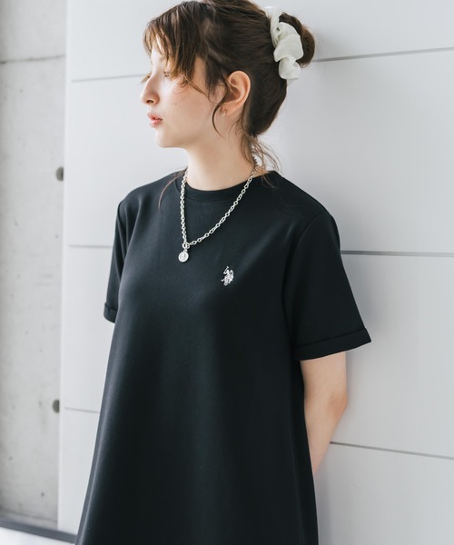 U.S. POLO ASSN.(ユーエスポロアッスン)の「U.S. POLO ASSN. ユーエスポロアッスン W's ワンポイントロゴ刺繍半袖Aラインロングワンピース(ワンピース・レディース・ベージュ/ネイビー/ブラック・M/L)」の6枚目の写真