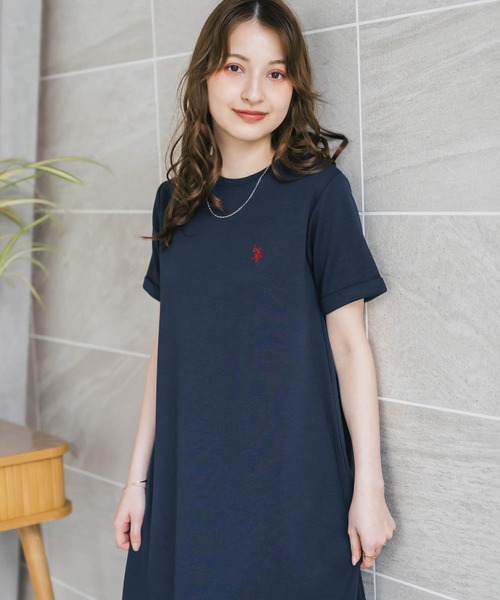 U.S. POLO ASSN.(ユーエスポロアッスン)の「U.S. POLO ASSN. ユーエスポロアッスン W's ワンポイントロゴ刺繍半袖Aラインロングワンピース(ワンピース・レディース・ベージュ/ネイビー/ブラック・M/L)」の18枚目の写真