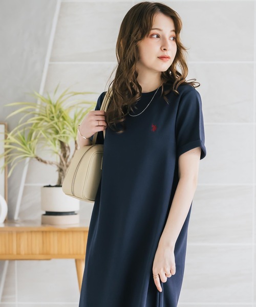 U.S. POLO ASSN.(ユーエスポロアッスン)の「U.S. POLO ASSN. ユーエスポロアッスン W's ワンポイントロゴ刺繍半袖Aラインロングワンピース(ワンピース・レディース・ベージュ/ネイビー/ブラック・M/L)」の19枚目の写真