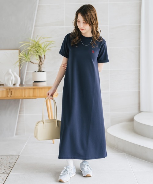 U.S. POLO ASSN.(ユーエスポロアッスン)の「U.S. POLO ASSN. ユーエスポロアッスン W's ワンポイントロゴ刺繍半袖Aラインロングワンピース(ワンピース・レディース・ベージュ/ネイビー/ブラック・M/L)」の20枚目の写真