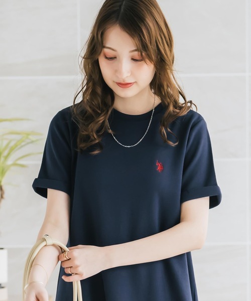 U.S. POLO ASSN.(ユーエスポロアッスン)の「U.S. POLO ASSN. ユーエスポロアッスン W's ワンポイントロゴ刺繍半袖Aラインロングワンピース(ワンピース・レディース・ベージュ/ネイビー/ブラック・M/L)」の22枚目の写真