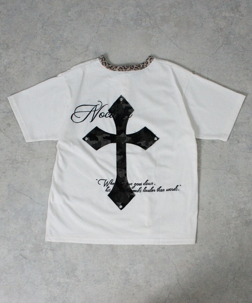 NYLAUS(ナイラス)の「【NYS】カモフラ柄 クロスワッペン スタッズ ヘンリーネック半袖Tシャツ ショート丈(Tシャツ/カットソー・メンズ・アイボリー/ブラック・M/L/S)」の19枚目の写真