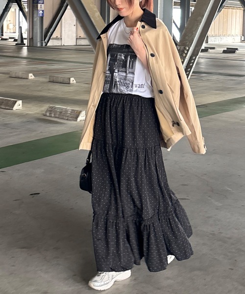 ISOOK(アイスー)の「【ISOOK / アイスー】ドットティアードスカート / ロングスカート マキシスカート フリルスカート 水玉 ZOZOTOWN限定(スカート・レディース・ホワイト/ブラック・FREE)」の19枚目の写真